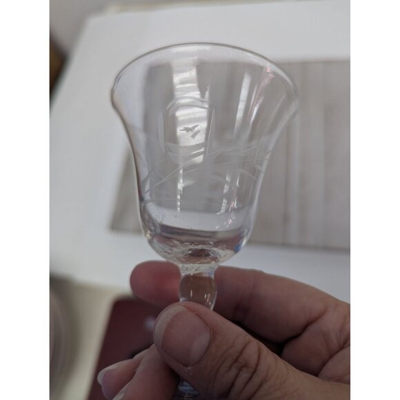 Set Of 2 Martini Glasses Vintage Etched Wheat Pattern 4 7/8" Tall - Picture 7 of 9